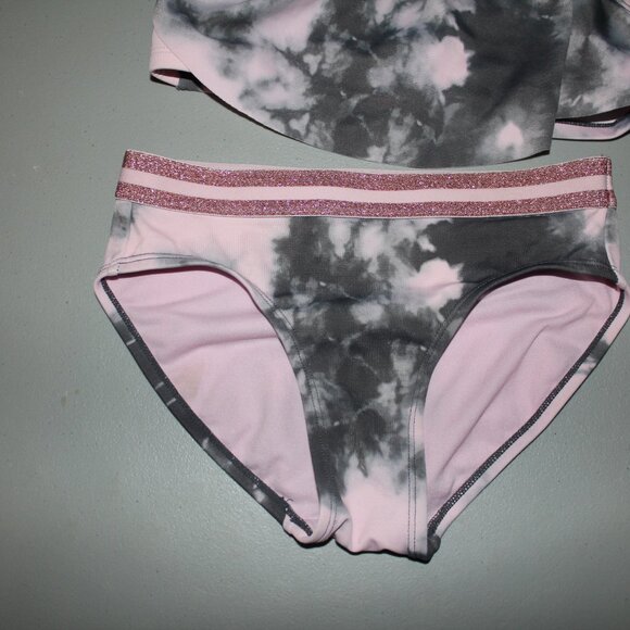 Pink & Grey 2 Pcs Justice Bikini Swimsuit Size 10 - Picture 3 of 11